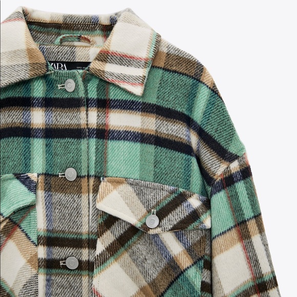 Zara Green Plaid Overshirt - Picture 8 of 8
